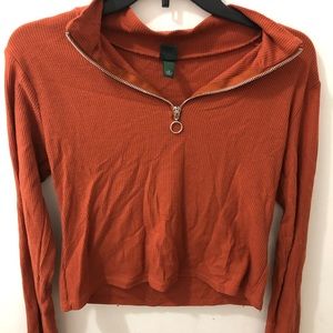 Dark orange top with zipper